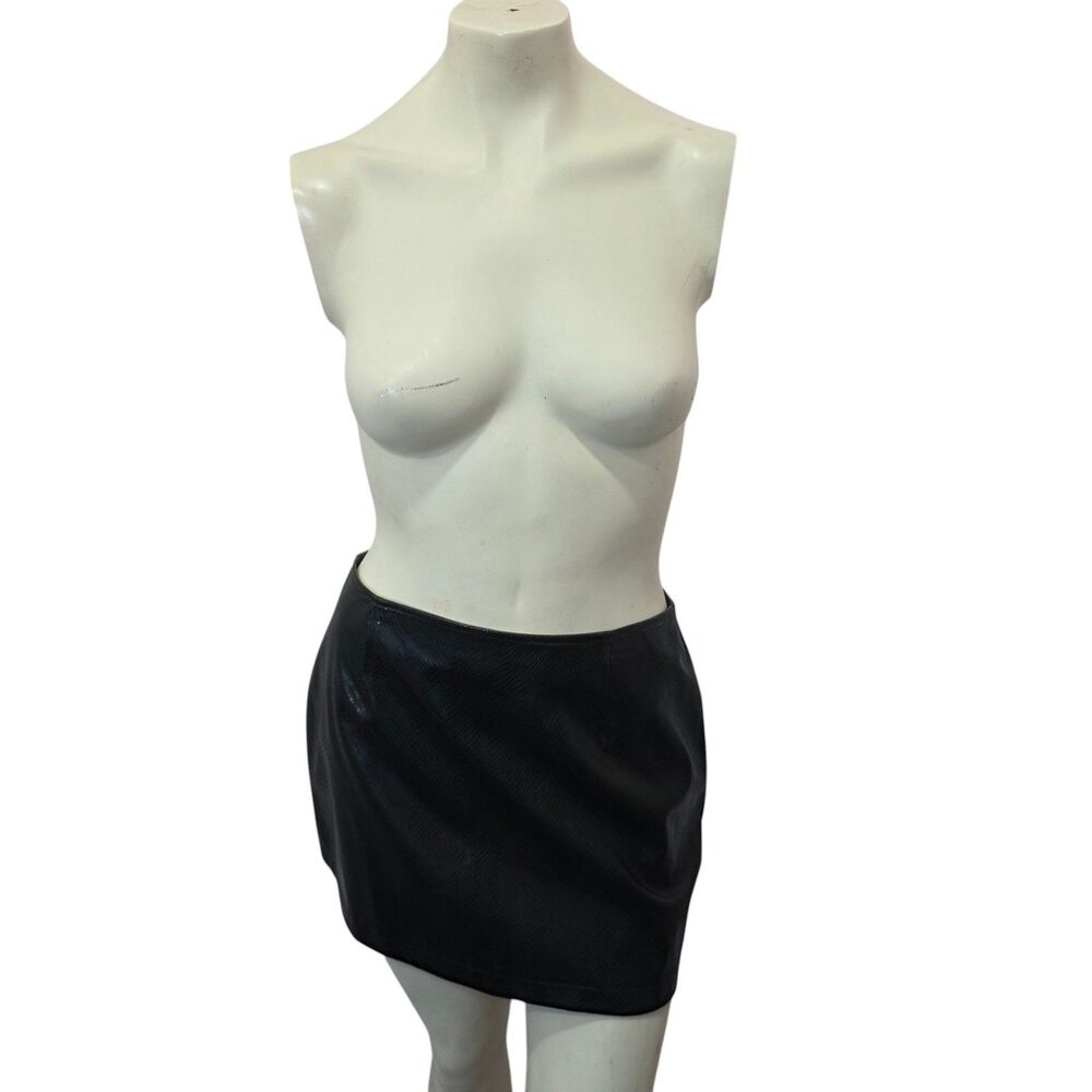 Y2K Jr-S.com Black‎ Faux Snakeskin Mini Skirt Cyber Goth Clubwear Size 11